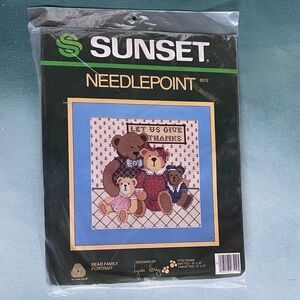 Sunset Needlepoint Kit Bear Family Portrait Vintage 1985